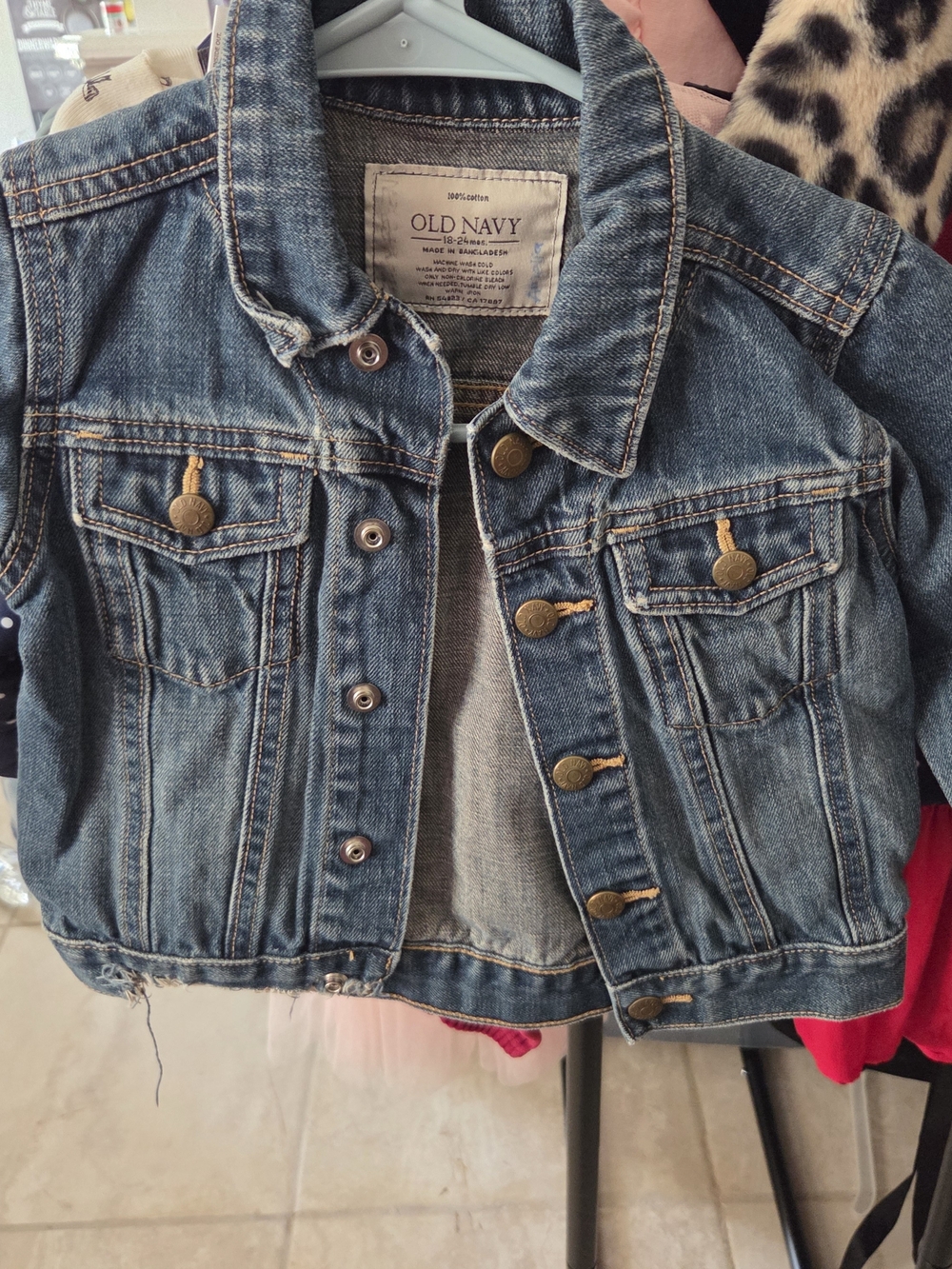 Kids Old Navy Medium Blue Denim Jacket with Brass Buttons